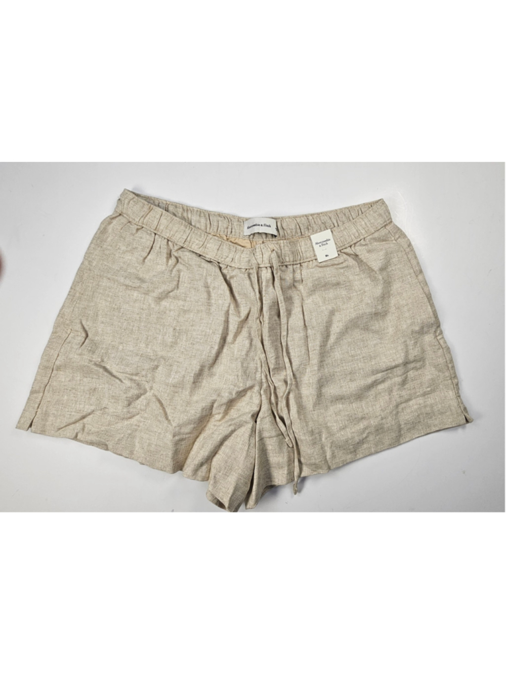 Abercrombie & Fitch Womens M Linen Blend Pull On Shorts Beige NWT